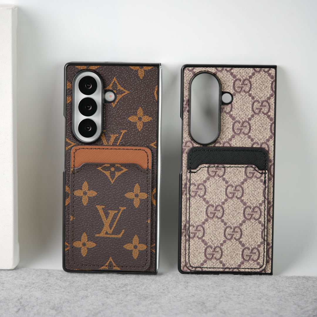 Samsung Galaxy Z Fold 7 Luxury Brand Leather Card Holder Case Cover