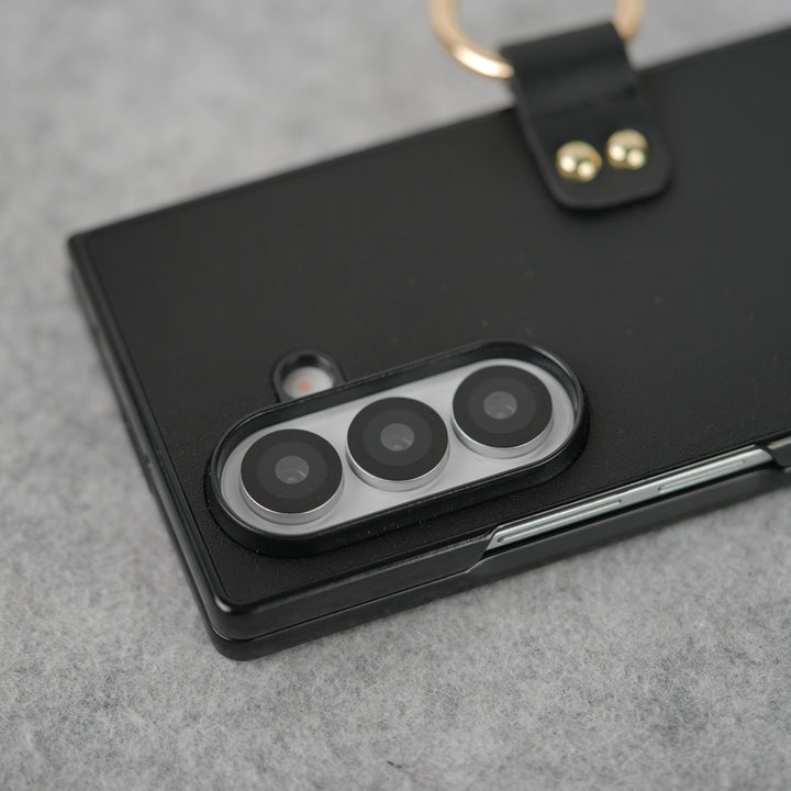 Samsung Galaxy Z Fold 7 Matte Finish PU Leather Case Cover With Metal Ring Holder