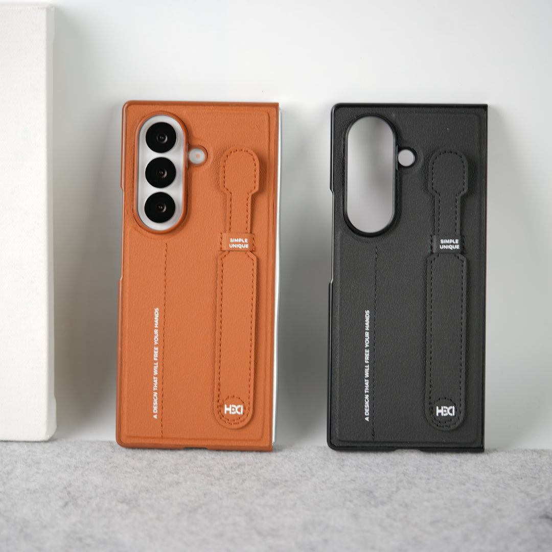 Samsung Galaxy Z Fold 7 PU Leather Grip Holder Case Cover