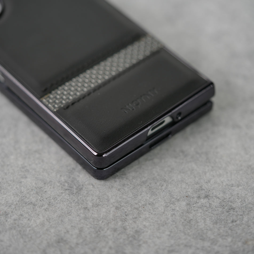 Samsung Galaxy Z Fold 7 Stripe PU Leather Side Chrome Case Cover