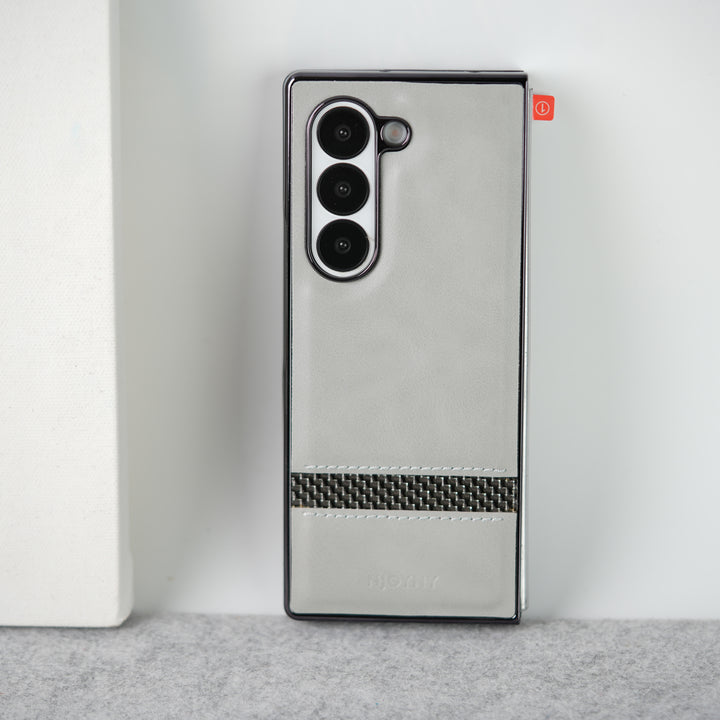 Samsung Galaxy Z Fold 7 Stripe PU Leather Side Chrome Case Cover