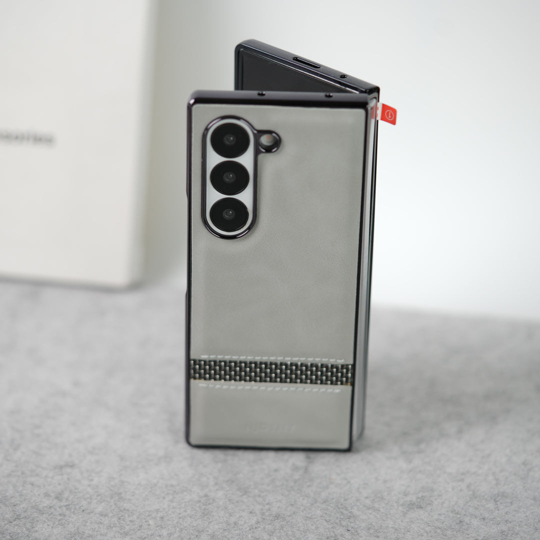 Samsung Galaxy Z Fold 7 Stripe PU Leather Side Chrome Case Cover