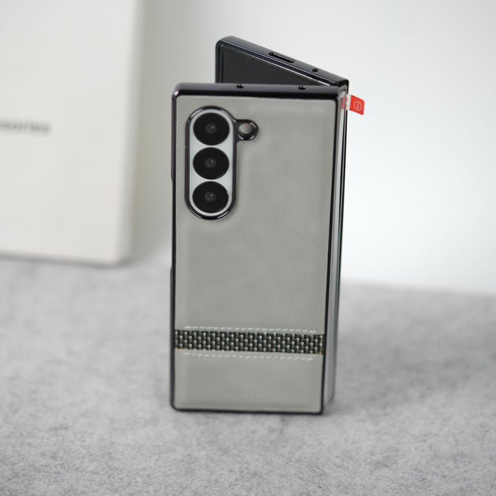 Samsung Galaxy Z Fold 7 Stripe PU Leather Side Chrome Case Cover