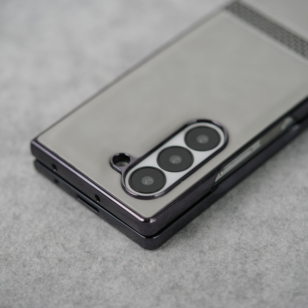 Samsung Galaxy Z Fold 7 Stripe PU Leather Side Chrome Case Cover