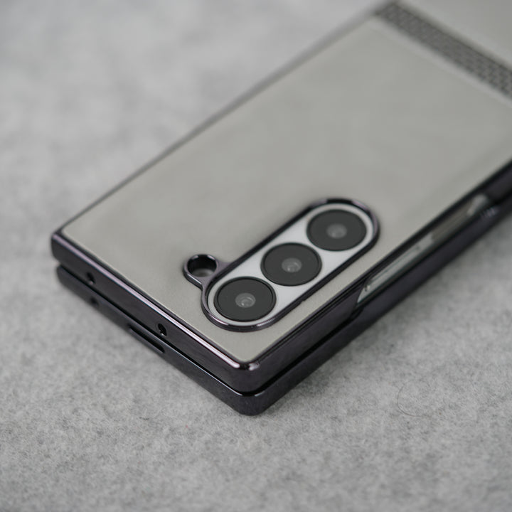Samsung Galaxy Z Fold 7 Stripe PU Leather Side Chrome Case Cover