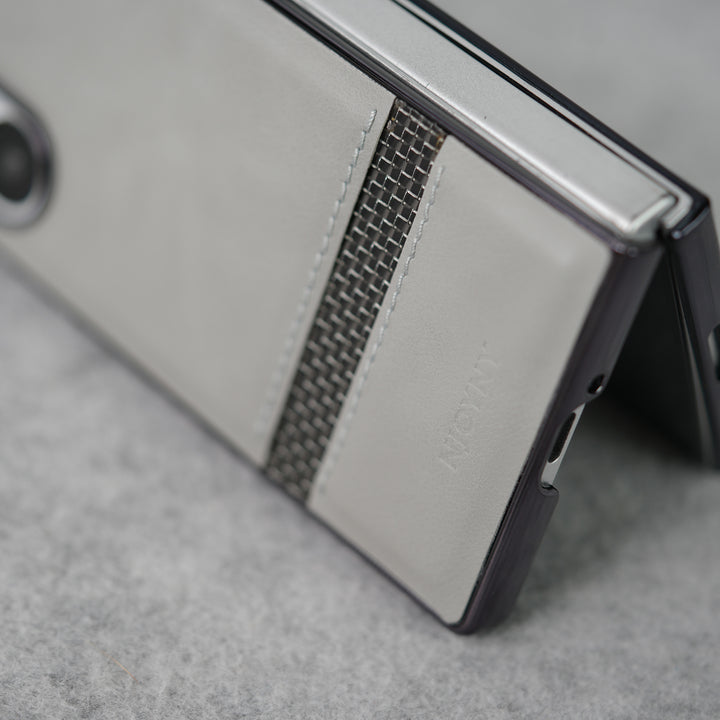 Samsung Galaxy Z Fold 7 Stripe PU Leather Side Chrome Case Cover