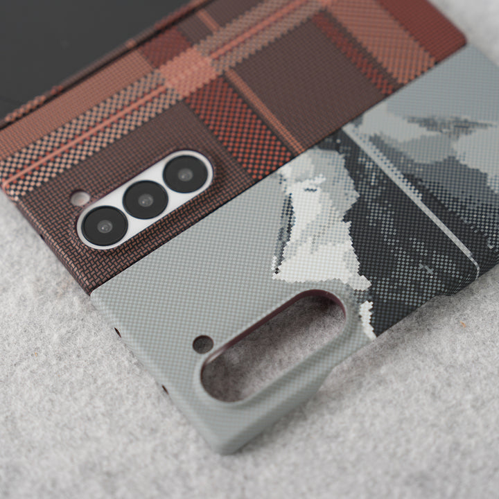 Samsung Galaxy Z fold 6 Carbon Fiber Texture Aramid Design Hard Pc MagSafe Case Cover