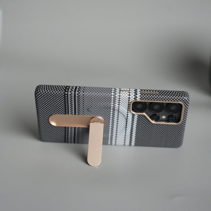 Samsung S24 Ultra Premium Pattern Back Case with Metal Kickstand | Slim Shockproof Protective Cover