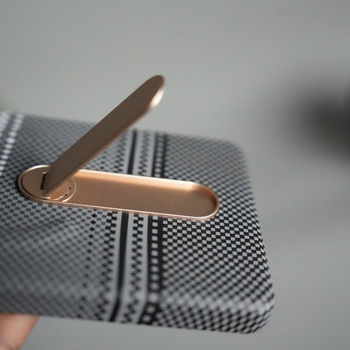 Samsung S24 Ultra Premium Pattern Back Case with Metal Kickstand | Slim Shockproof Protective Cover