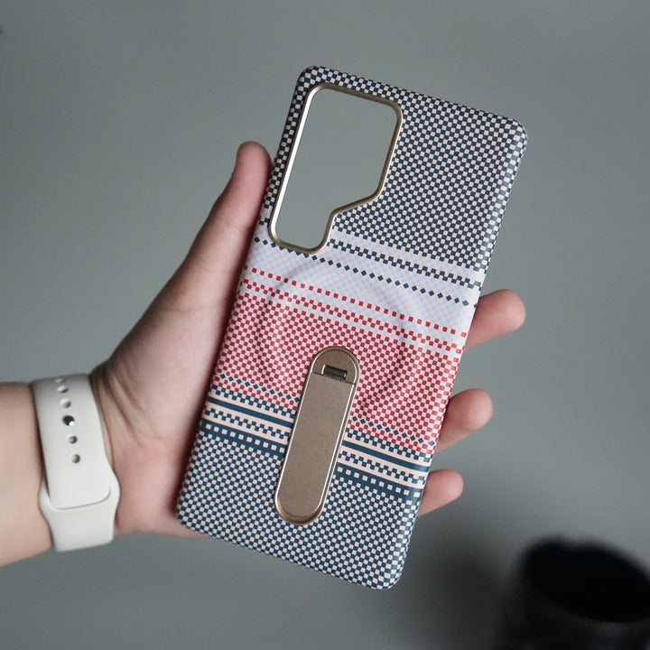 Samsung S24 Ultra Premium Pattern Back Case with Metal Kickstand | Slim Shockproof Protective Cover