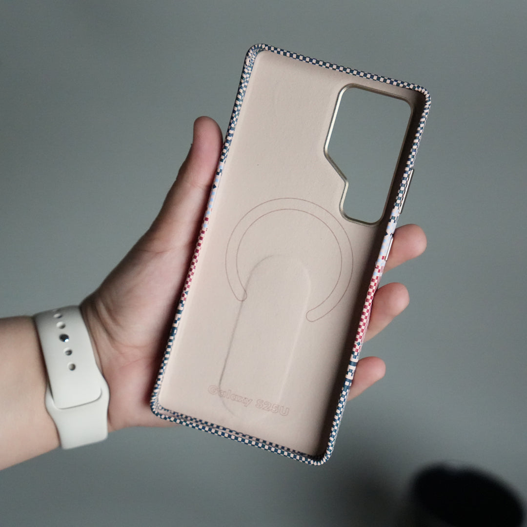 Samsung S24 Ultra Premium Pattern Back Case with Metal Kickstand | Slim Shockproof Protective Cover