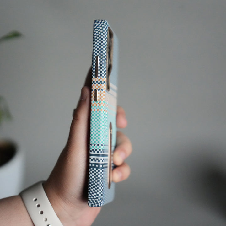 Samsung S24 Ultra Premium Pattern Back Case with Metal Kickstand | Slim Shockproof Protective Cover