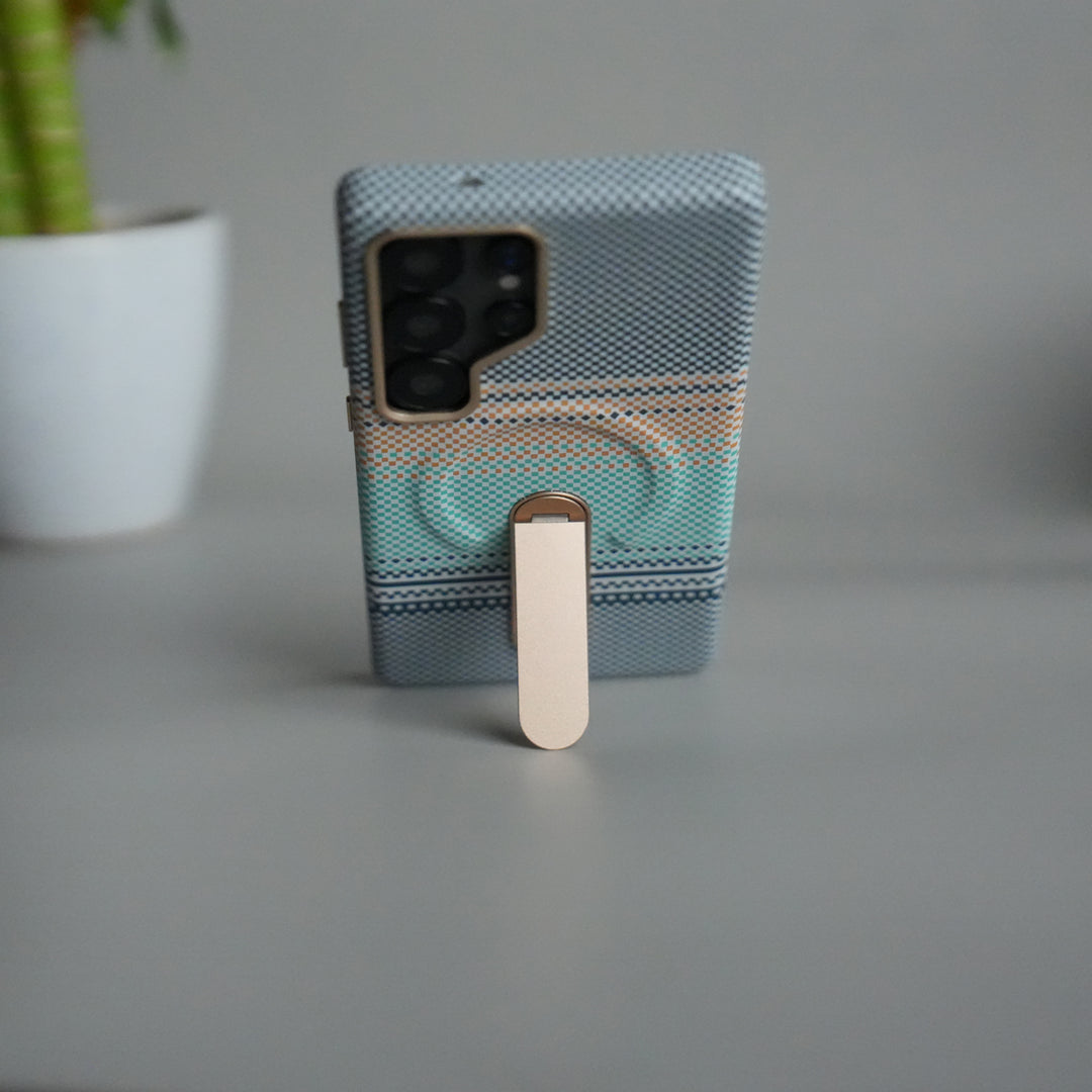 Samsung S24 Ultra Premium Pattern Back Case with Metal Kickstand | Slim Shockproof Protective Cover