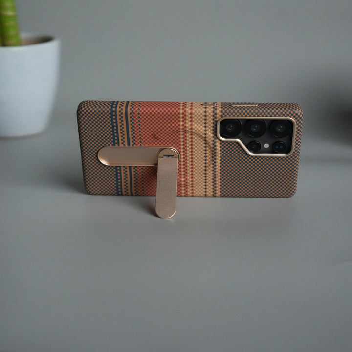 Samsung S24 Ultra Premium Pattern Back Case with Metal Kickstand | Slim Shockproof Protective Cover