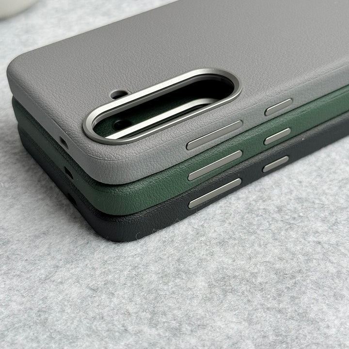Samsung Galaxy S24 Leather Texture Design PVC Case With Metal Camera Bump