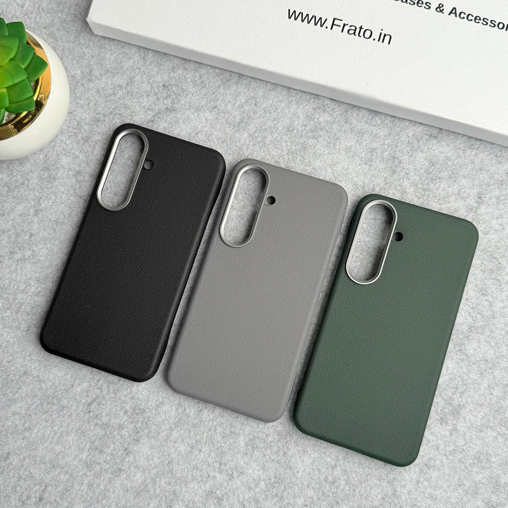 Samsung Galaxy S24 Leather Texture Design PVC Case With Metal Camera Bump