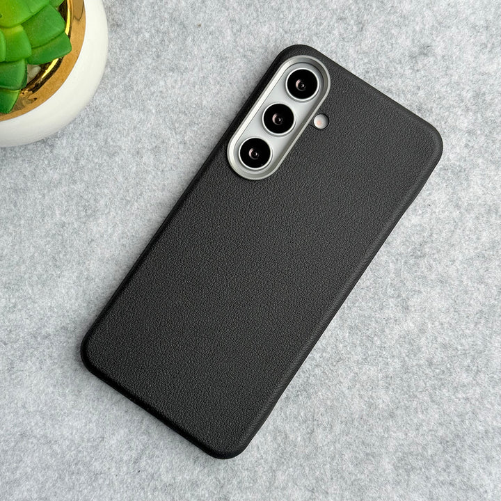 Samsung Galaxy S24 Leather Texture Design PVC Case With Metal Camera Bump
