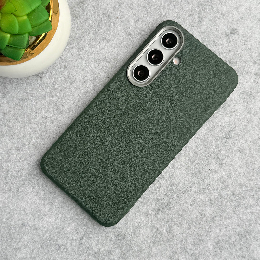 Samsung Galaxy S24 Leather Texture Design PVC Case With Metal Camera Bump