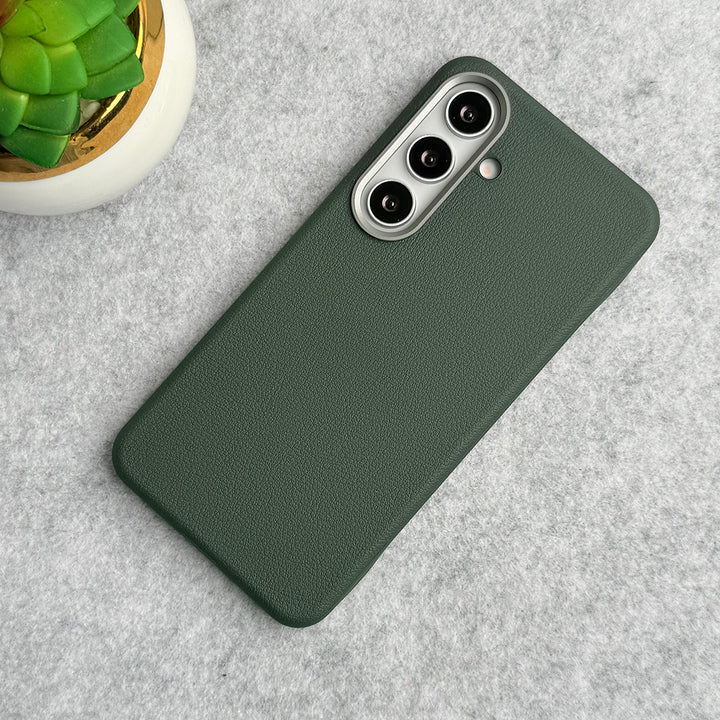Samsung Galaxy S24 Leather Texture Design PVC Case With Metal Camera Bump