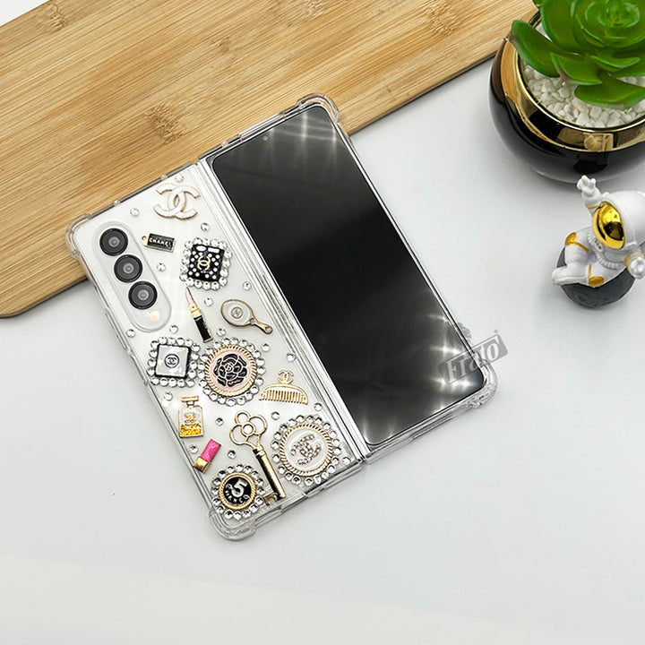 Samsung Galaxy Z Fold 4 CC Make Up Diamond TPU Transparent Case Cover