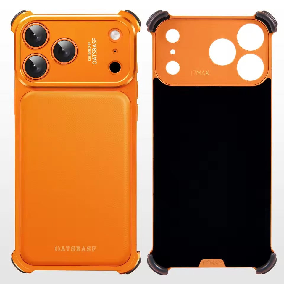 iPhone 17 Pro Max Premium Aluminum Metal Frame Case | Shockproof Corners | Luxury Leather Shells MagSafe Cover
