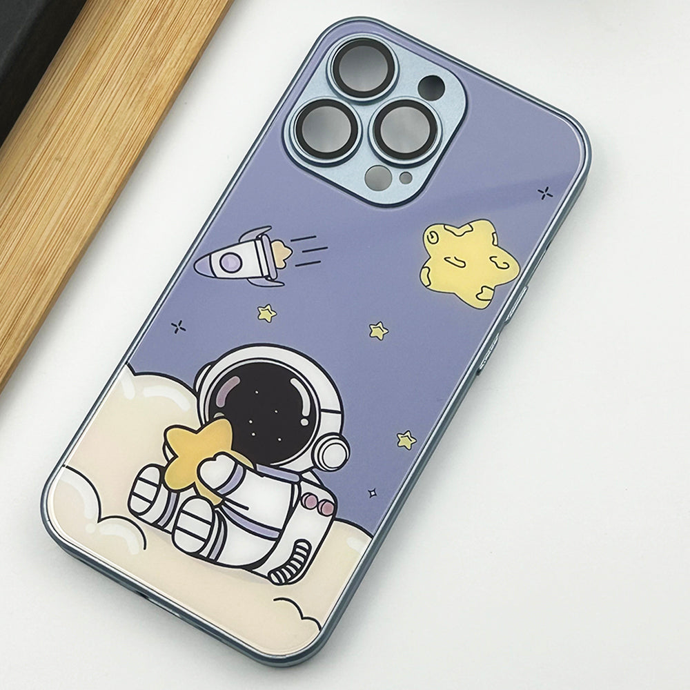 iPhone Cartoon Spaceman Astronaut Design Camera Lens Protection Case Cover