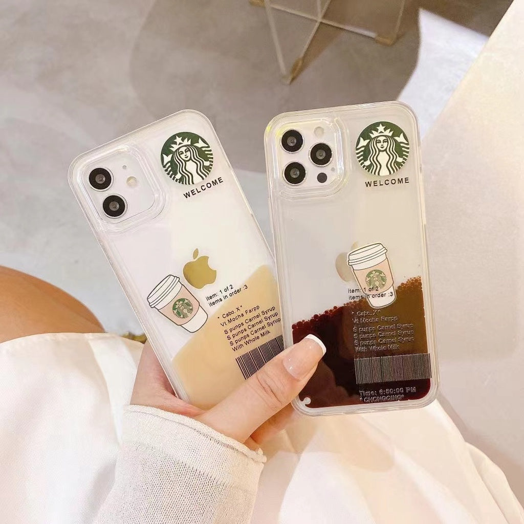 iPhone 15 Series StarBucks Liquid Coffee Floating Cup Case Cover