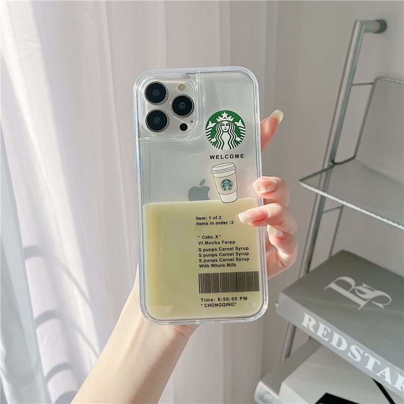 iPhone 15 Series StarBucks Liquid Coffee Floating Cup Case Cover