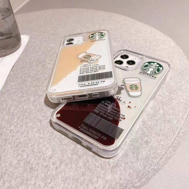 iPhone 15 Series StarBucks Liquid Coffee Floating Cup Case Cover