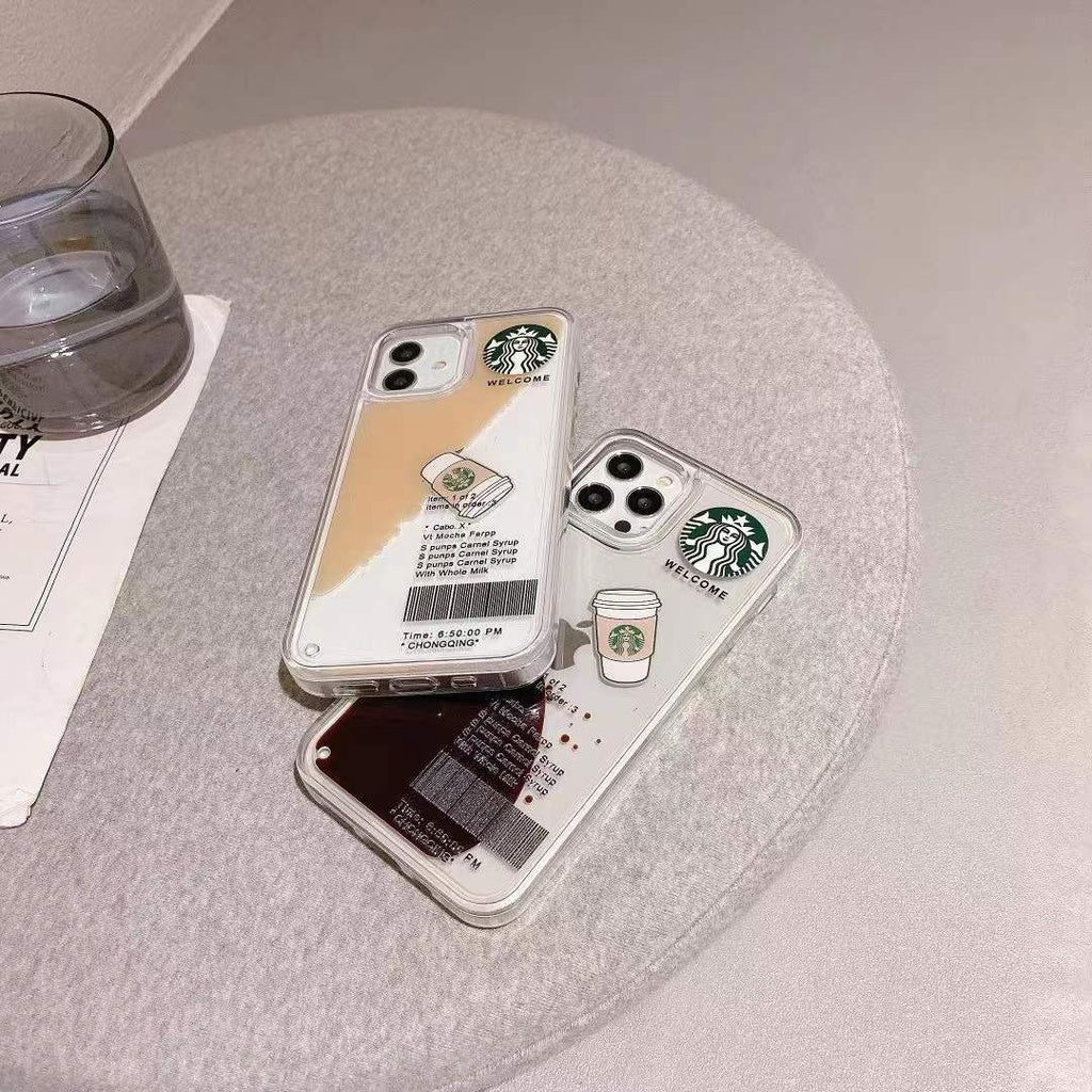 iPhone 15 Series StarBucks Liquid Coffee Floating Cup Case Cover