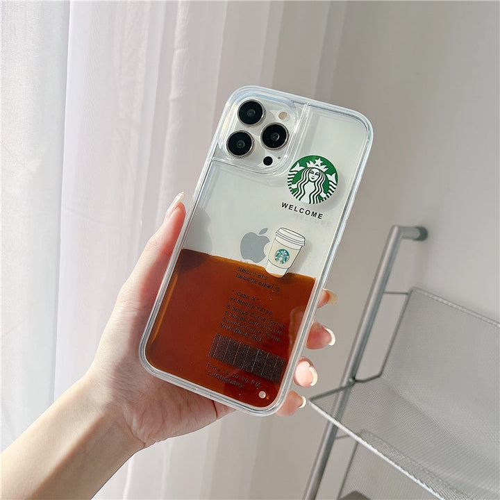 iPhone 15 Series StarBucks Liquid Coffee Floating Cup Case Cover