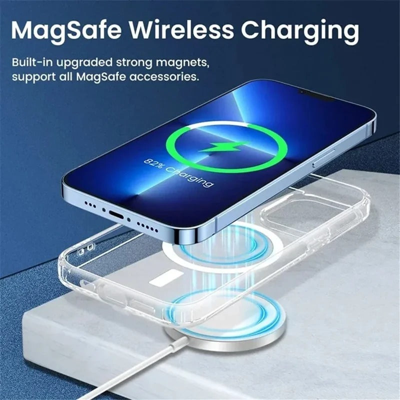 iPhone 15 series Crystal Clear Transparent Soft Silicone Magsafe Case Cover