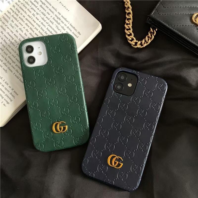 iPhone 15 Series Luxury GG Fashion Leather Brand Case Cover