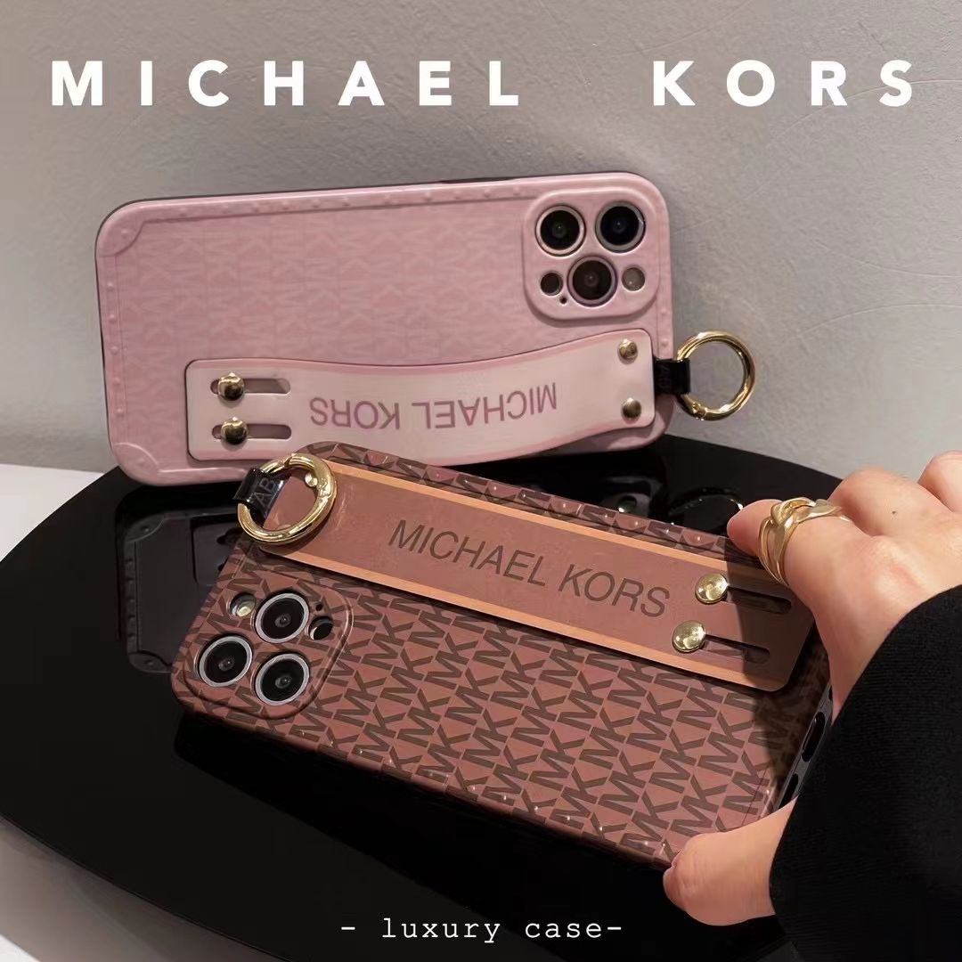 iPhone 15 Series Luxury Brand MK Strap Holder Belt Case Cover