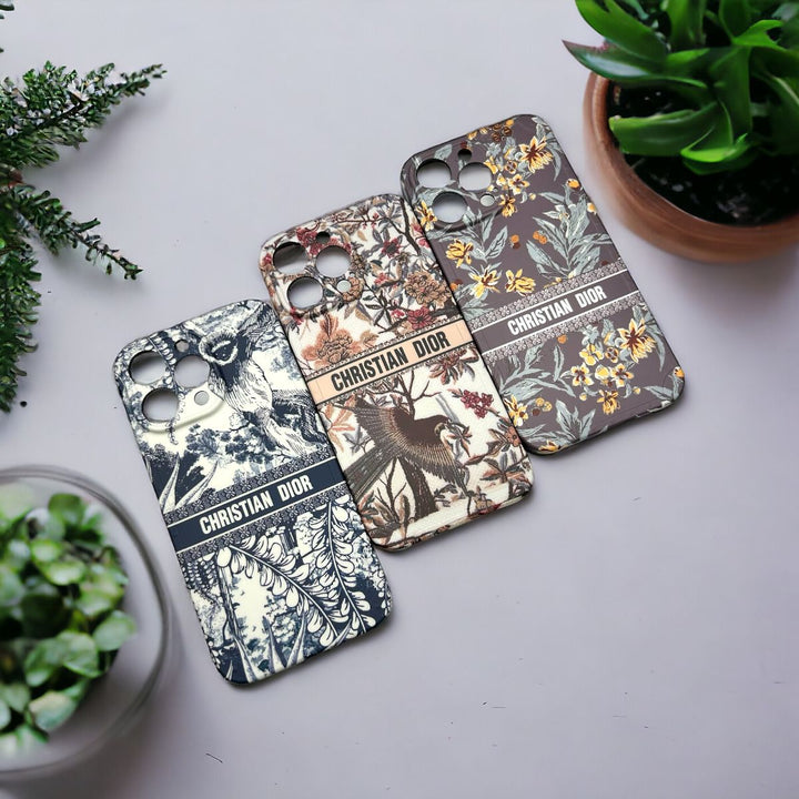 iPhone 15 Series Luxury CD Floral Pattern Camera Protection Case Cover