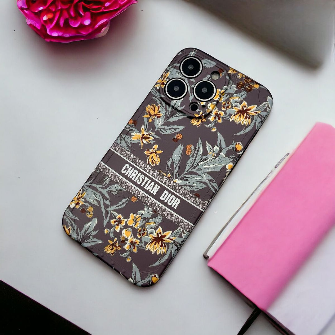 iPhone 15 Series Luxury CD Floral Pattern Camera Protection Case Cover