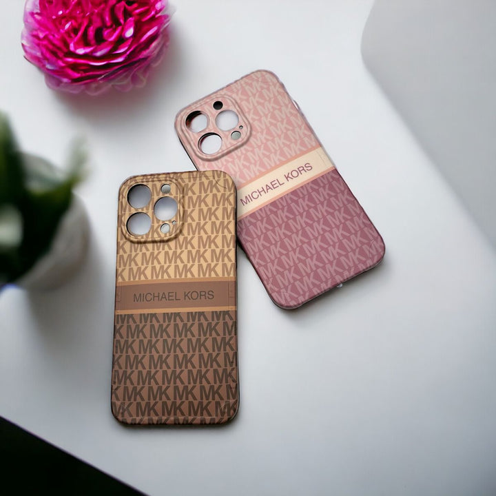iPhone 15 Series Luxury MK Pattern Camera Protection Case Cover
