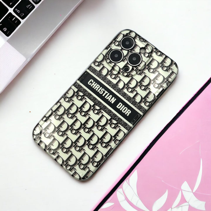 iPhone Luxury CD White Pattern Glossy Camera Protection Case Cover
