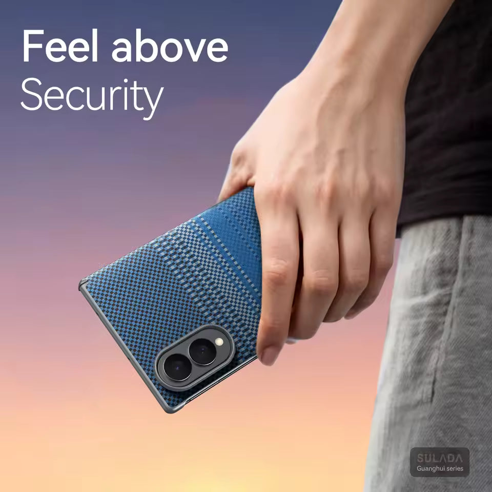 Woven Sunset Moonrise Texture Leather Back Case For Samsung Galaxy Z Fold 8 | Magnetic Ring