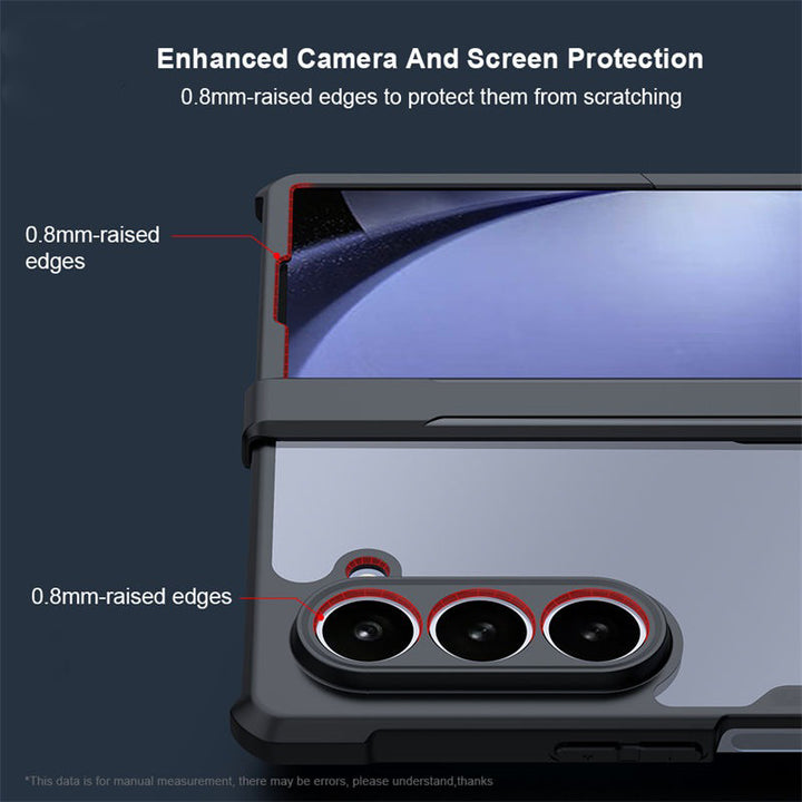 Samsung Galaxy Z Fold 6 Shockproof Airbags Bumper Transparent Back Front Screen Protector Case Cover(Black)