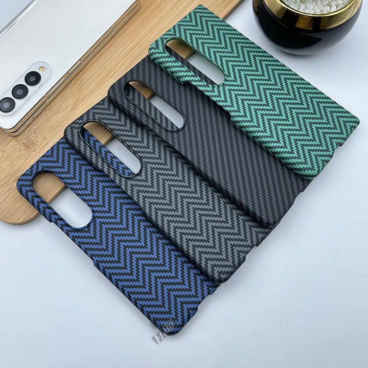 Samsung Galaxy Z Fold 3 Zigzag Carbon Fiber Pattern Texture Case Cover