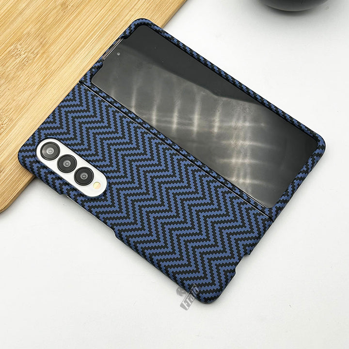 Samsung Galaxy Z Fold 3 Zigzag Carbon Fiber Pattern Texture Case Cover