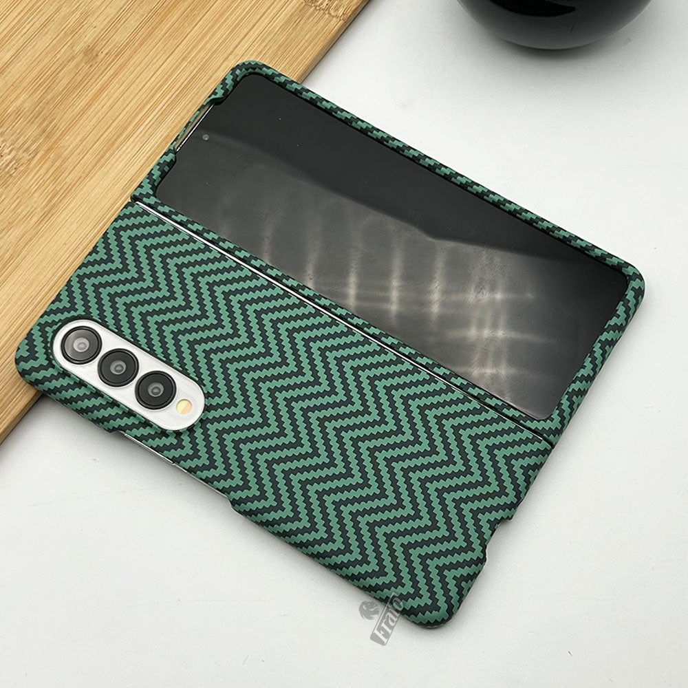 Samsung Galaxy Z Fold 3 Zigzag Carbon Fiber Pattern Texture Case Cover