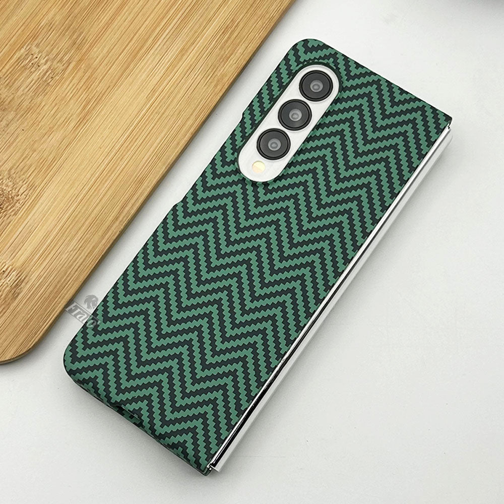 Samsung Galaxy Z Fold 3 Zigzag Carbon Fiber Pattern Texture Case Cover