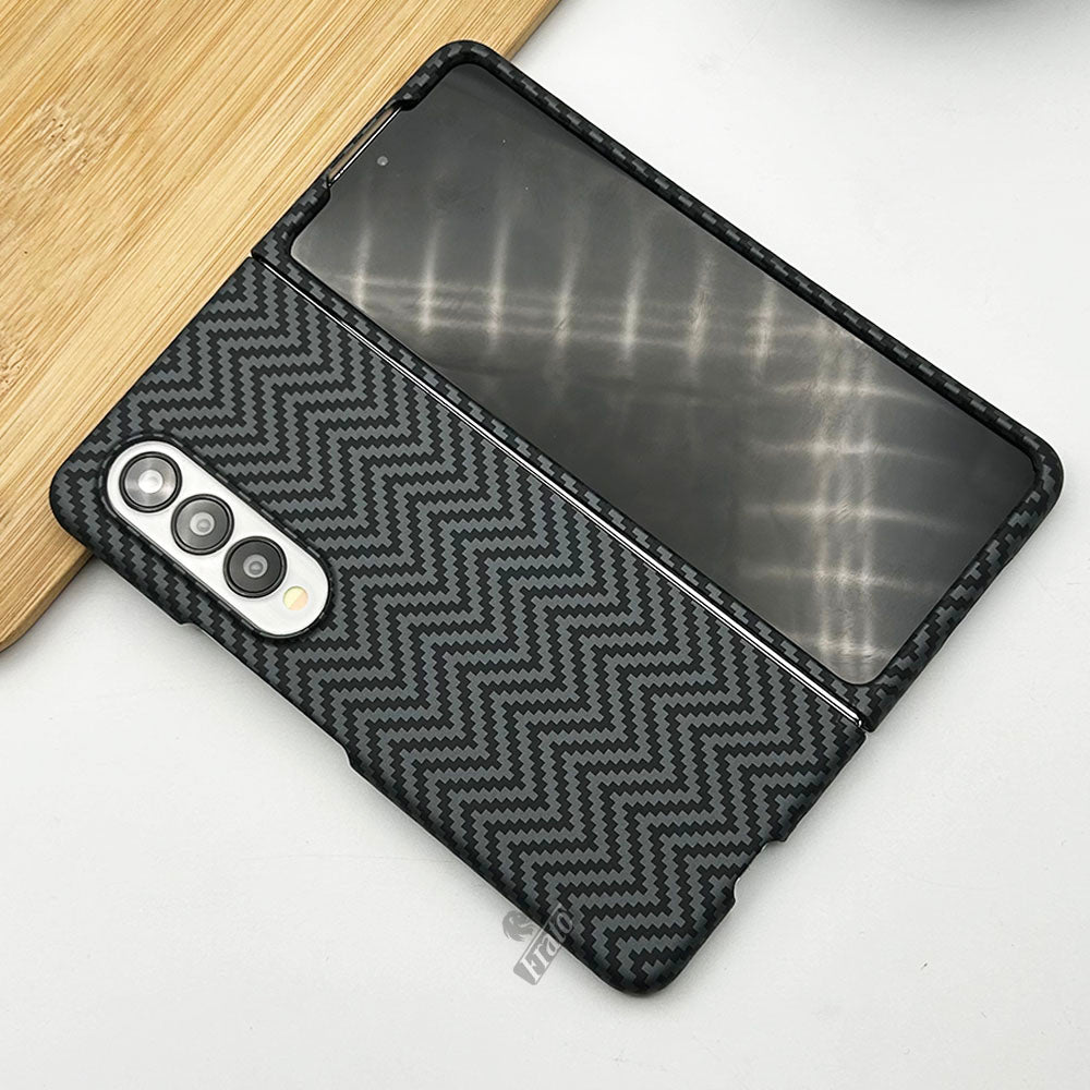 Samsung Galaxy Z Fold 3 Zigzag Carbon Fiber Pattern Texture Case Cover