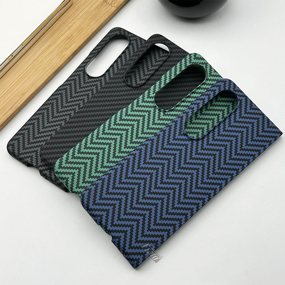 Samsung Galaxy Z Fold 3 Zigzag Carbon Fiber Pattern Texture Case Cover