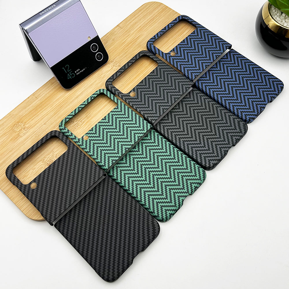 Samsung Galaxy Z Flip 3 Zigzag Carbon Fiber Pattern Texture Case Cover