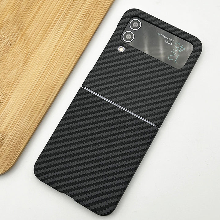 Samsung Galaxy Z Flip 3 Zigzag Carbon Fiber Pattern Texture Case Cover