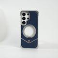 Galaxy S26 Ultra Premium Leather Aluminium Metal Snap On Rotating Stand case