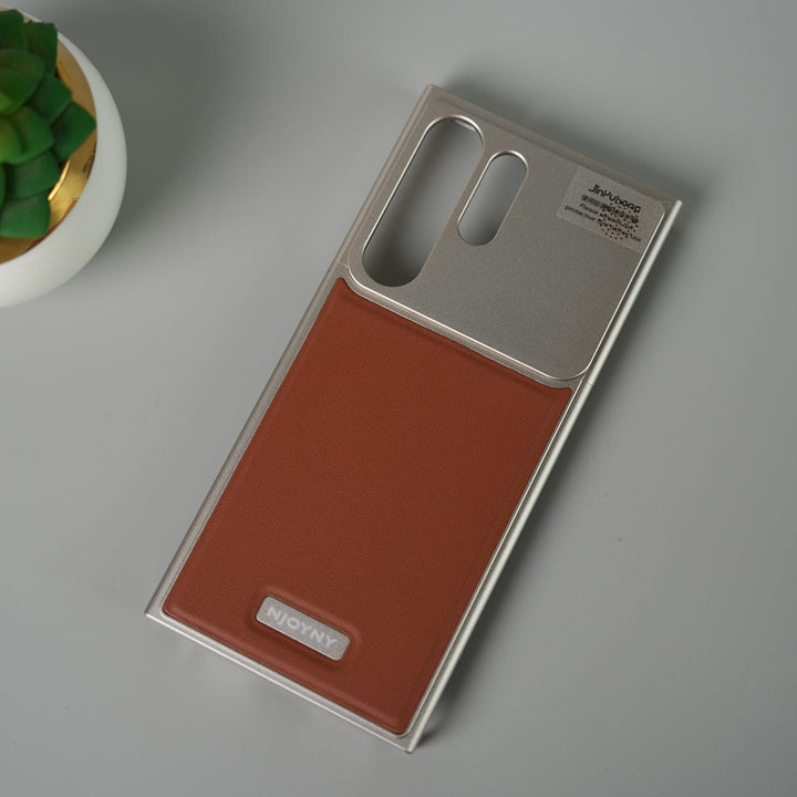 FRATO Aeroflex Metal Brown Samsung Galaxy S25 Ultra Premium Metallic AeroFLex Aluminium Leather Case